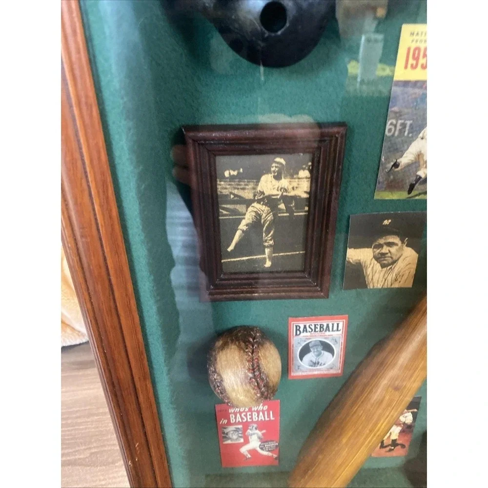 Vintage Baseball Shadow Box Framed Collectible‎ 20 3/4 X 13 1/2 inches